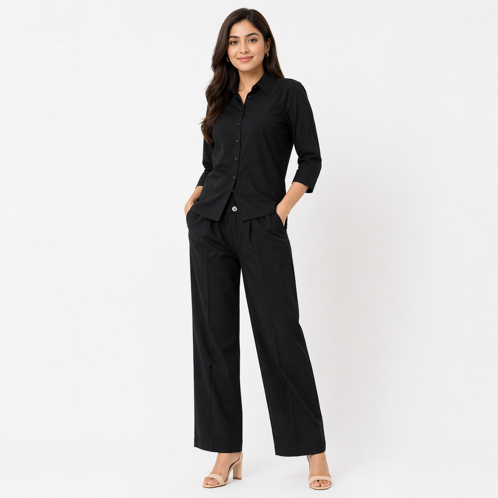Black Relaxed Fit Formal Pant
